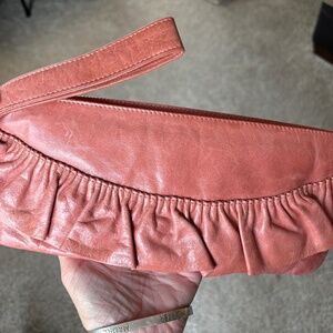 Hobo leather ruffled wristlet